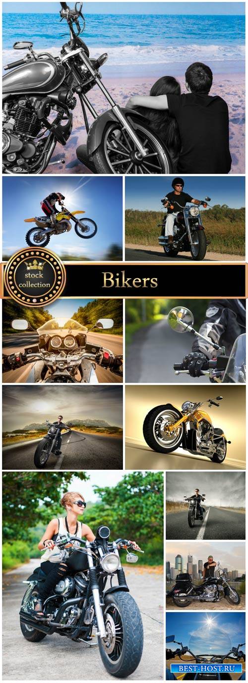 Bikers, people and vehicles - stock photos