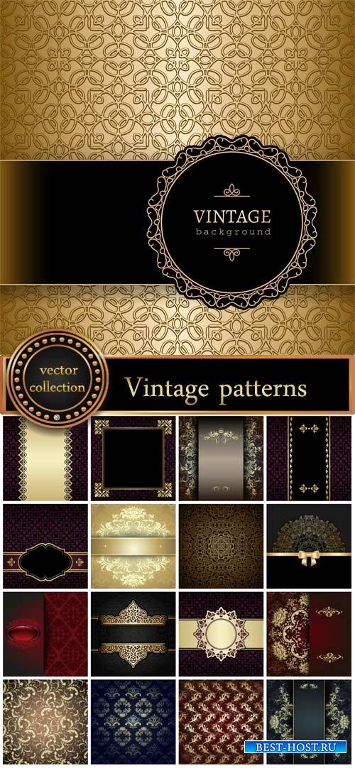 Vintage background with gold patterns, vector backgrounds