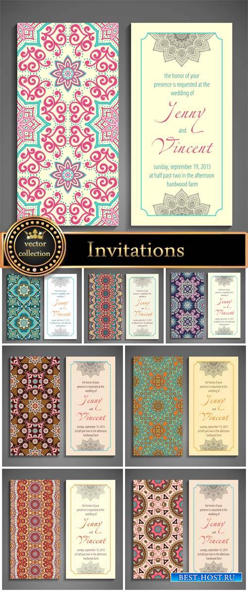 Vector Invitations with Arabic and Indian motifs