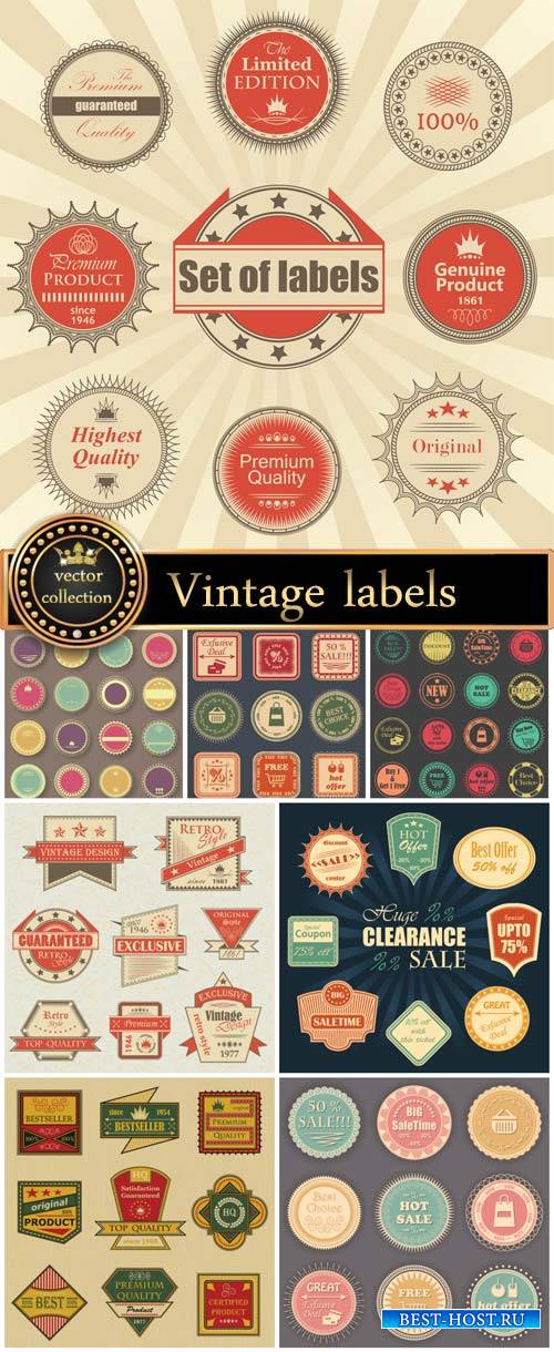Collection of vintage labels vector