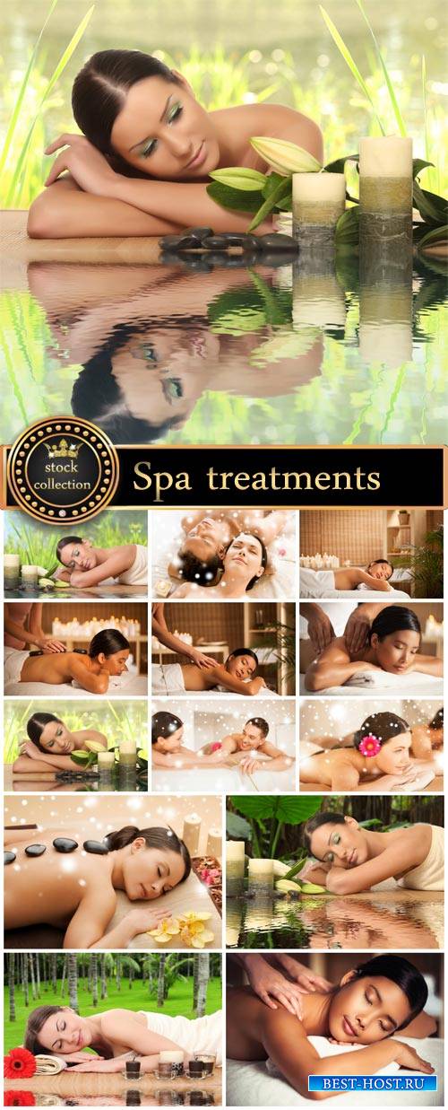 Spa treatments, man and woman - stock photos