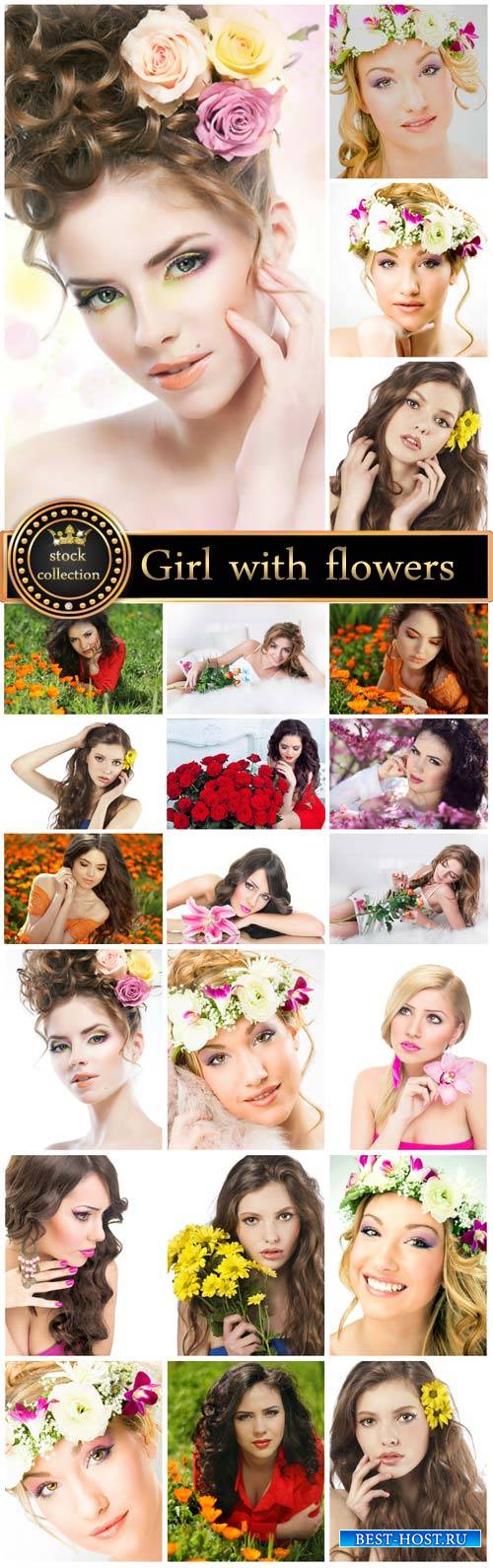Beautiful girl with flowers - Stock photo collection