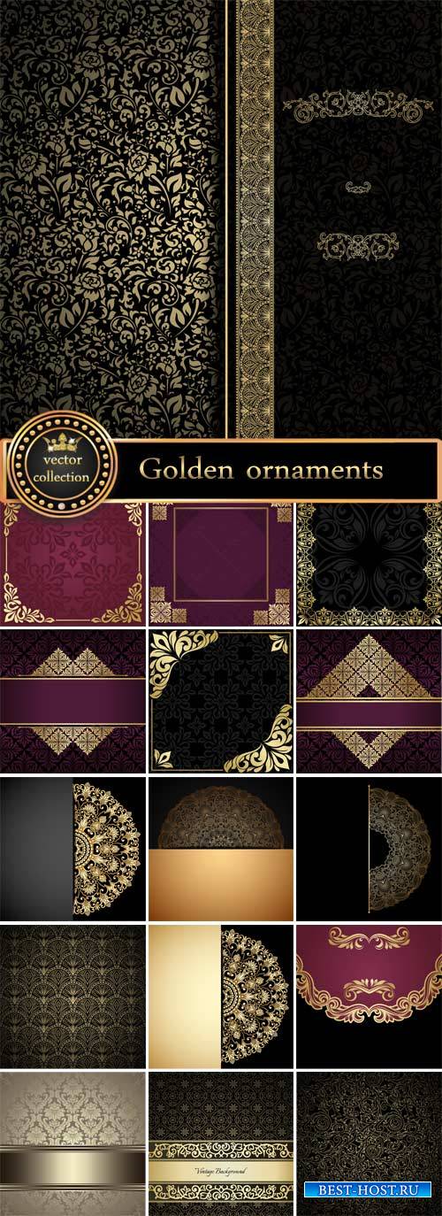 Vector background with golden ornaments, vintage #5
