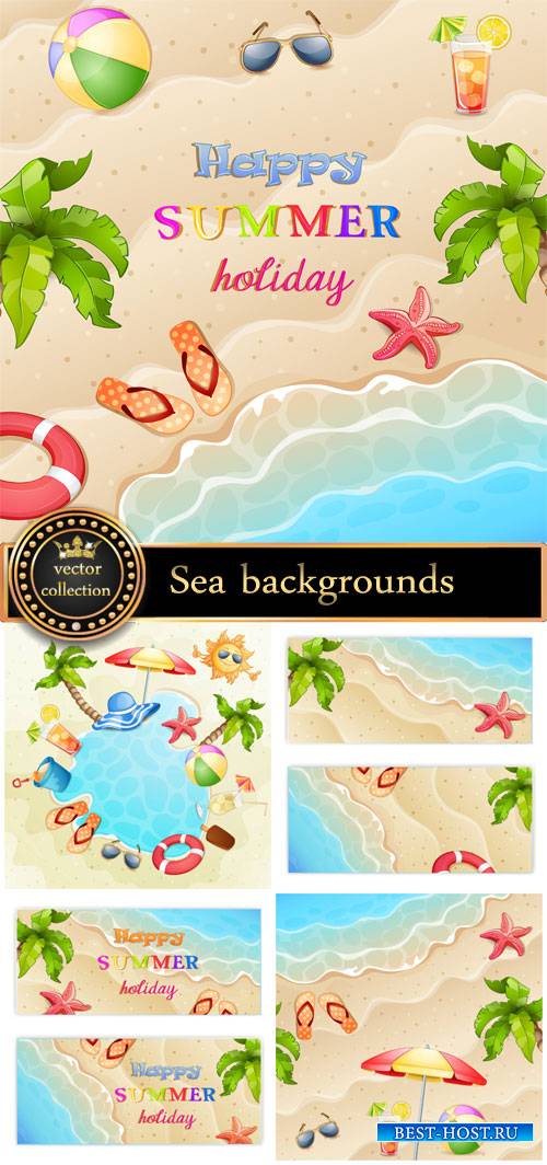 Marine vector backgrounds, summer #5