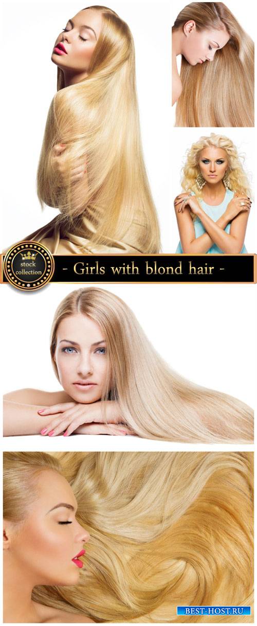 Girls with luxurious blond hair - Stock Photo