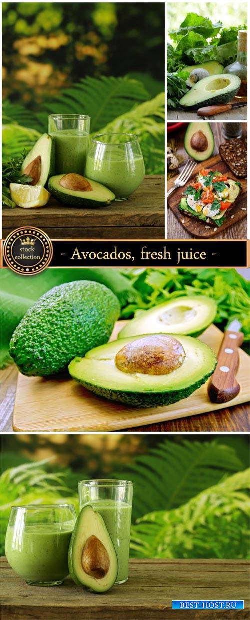 Avocados, fresh juice - Stock photo