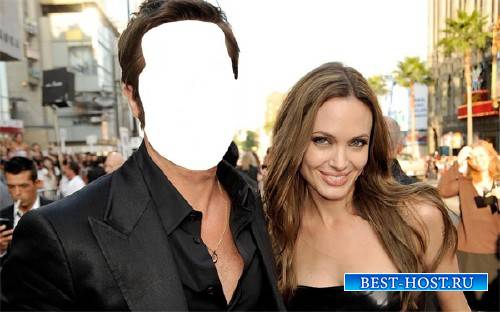 Photoshop шаблон - Знаменитая пара с Анджелиной Джоли