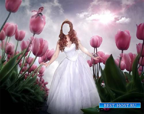 Шаблон для фотошопа - Принцесса среди тюльпанов