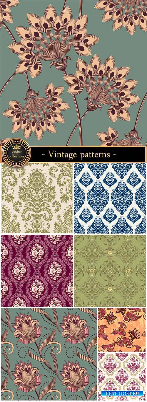 Vintage patterns, flowers, vector backgrounds