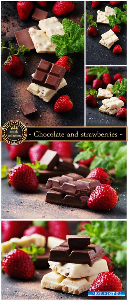 Chocolate and strawberries - stock photos