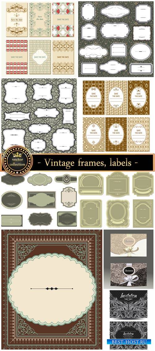 Vintage , labels, and invitations vector