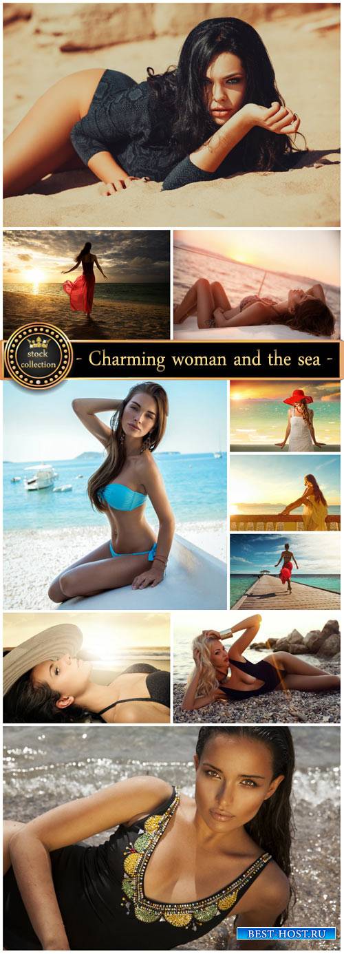 Charming woman and the sea - stock photos
