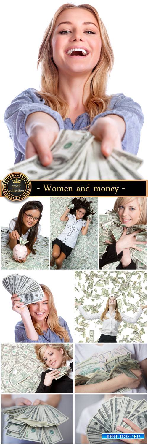 Women and money - stock photos