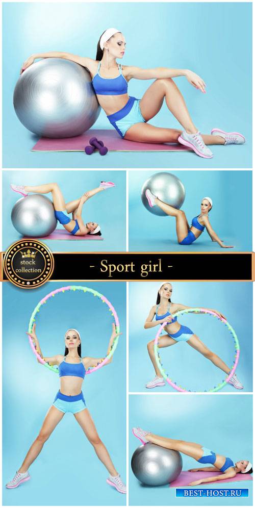Sport girl with ball for fitness - stock photos