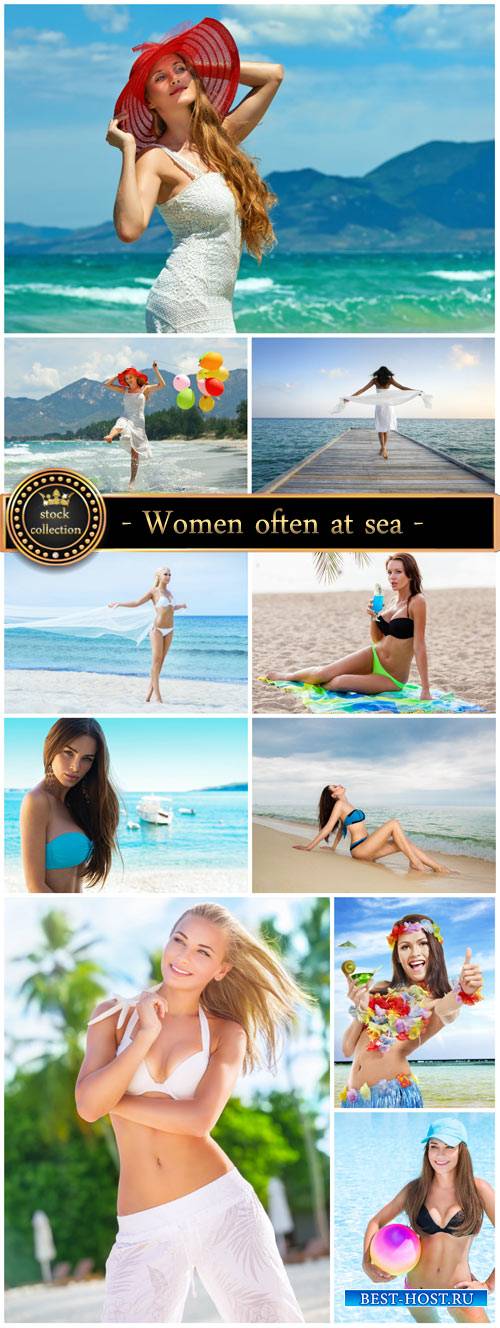 Women often at sea, summer vacation - stock photos