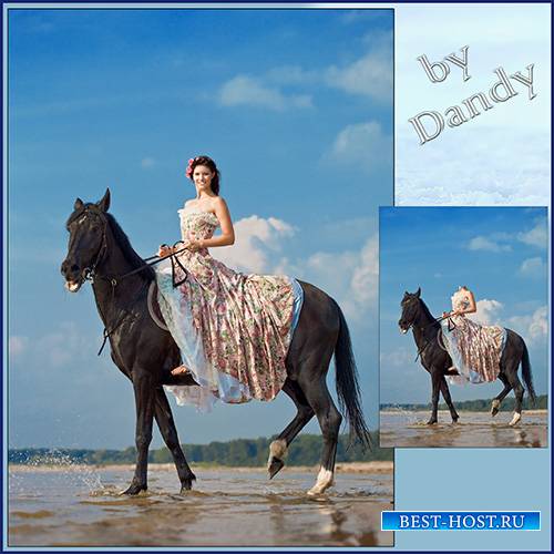 Шаблон для фотошопа - девушка верхом на коне