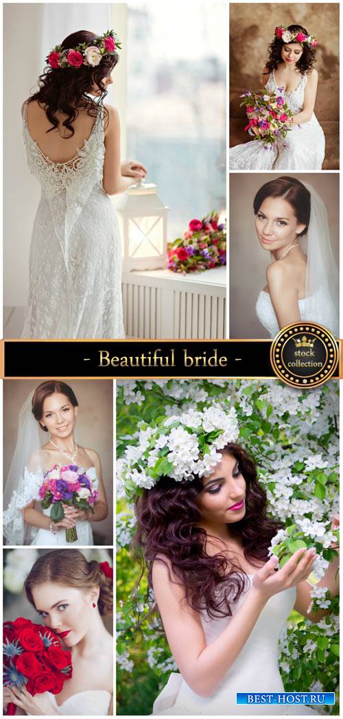 Beautiful bride with flowers - stock photos