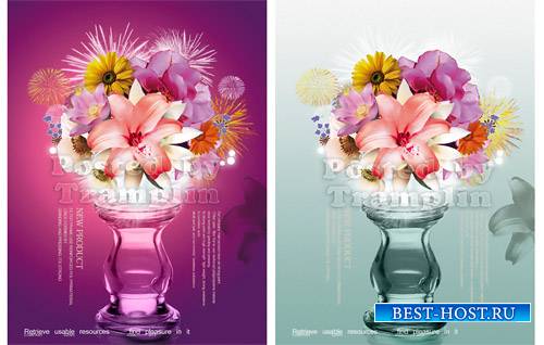 Цветы и вазы Psd материал