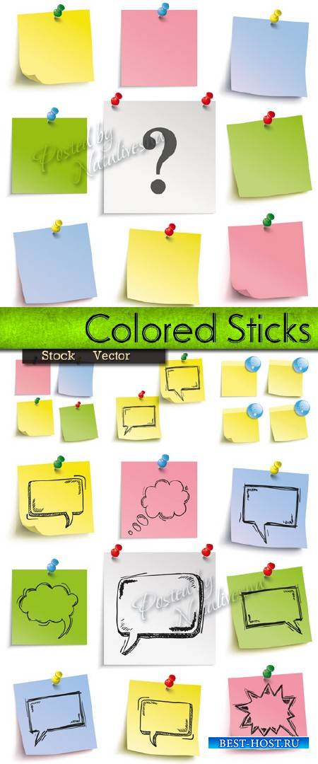 Цветные стикиры на кнопках с формами для речи