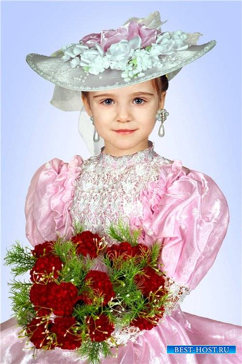 Шаблон для фотошопа девочкам – Нарядное платье и шляпа