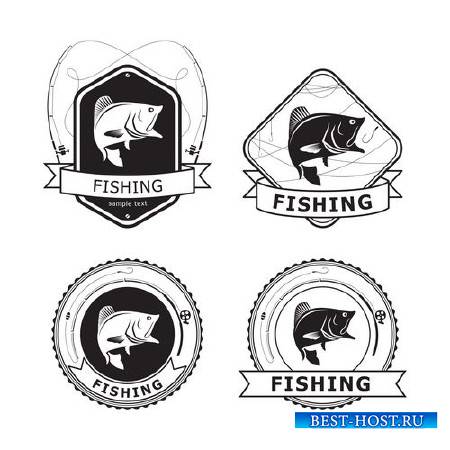 Рыбалка - Коллекция этикеток и знаков в Векторе