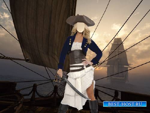 Шаблон для фото - Пиратка на корабле