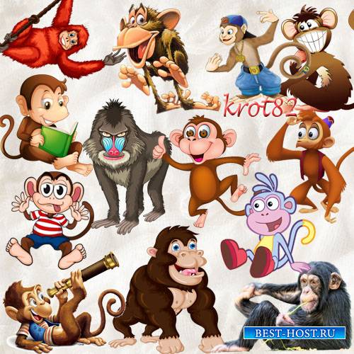 Клипарт PNG – Веселые обезьяны