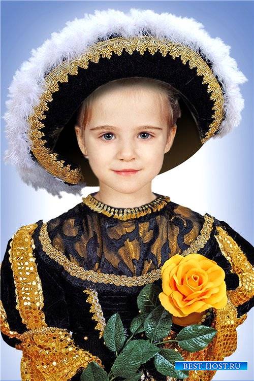 Фотошоп шаблон для девочек – Юная графиня с розой