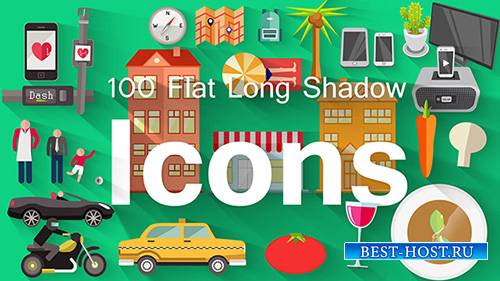 100 Flat Long Shadow Icons - Project for After Effects (pond5)