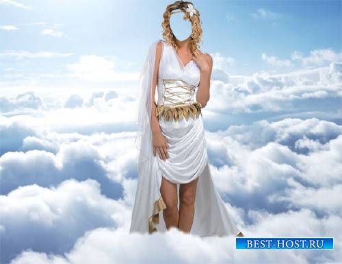 Женский фото шаблон - Афродита среди облаков