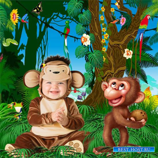 Шаблон  детский - Малыши - обезьянки