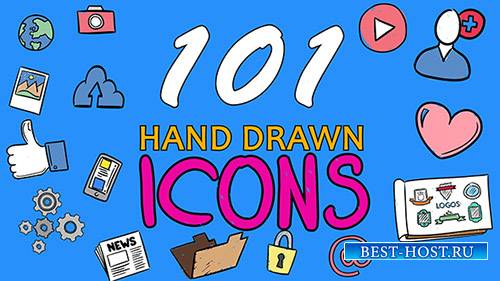 101 Hand Drawn Icons - After Effects Template (pond5)