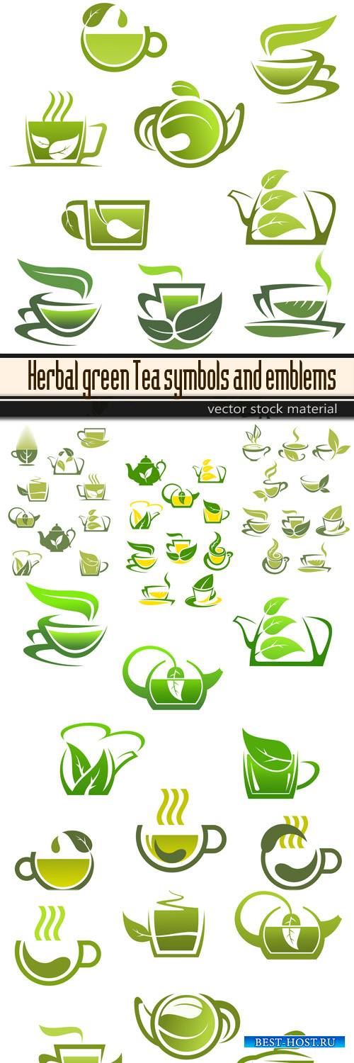 Herbal green Tea symbols and emblems
