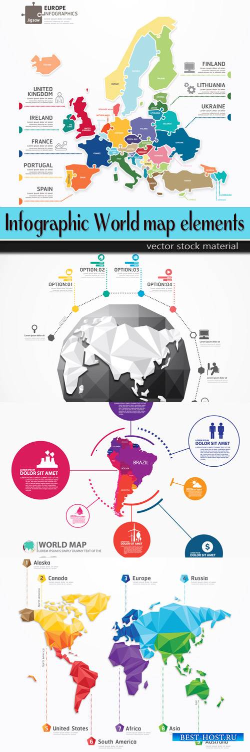 Infographic World map elements