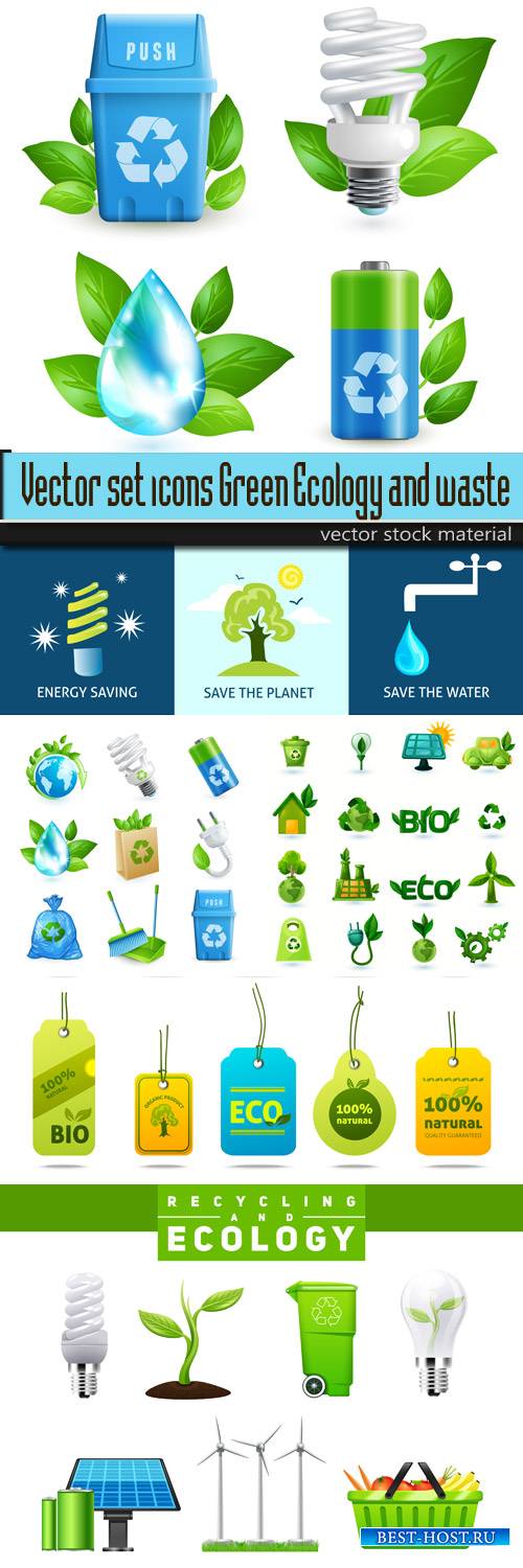 Vector set icons Green Ecology and waste