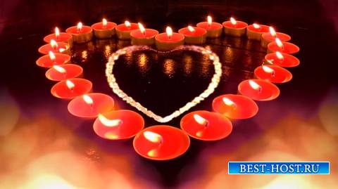 Футаж - Горящие свечи в форме сердца