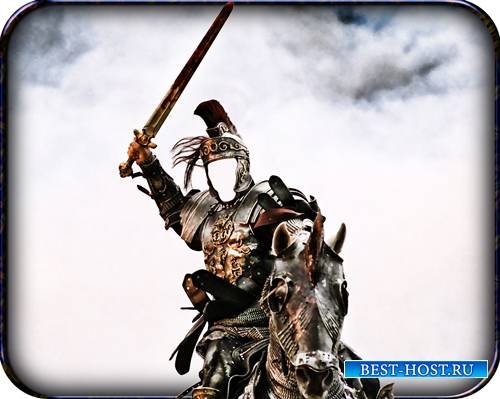 Psd шаблон - Всадник с мечом на коне