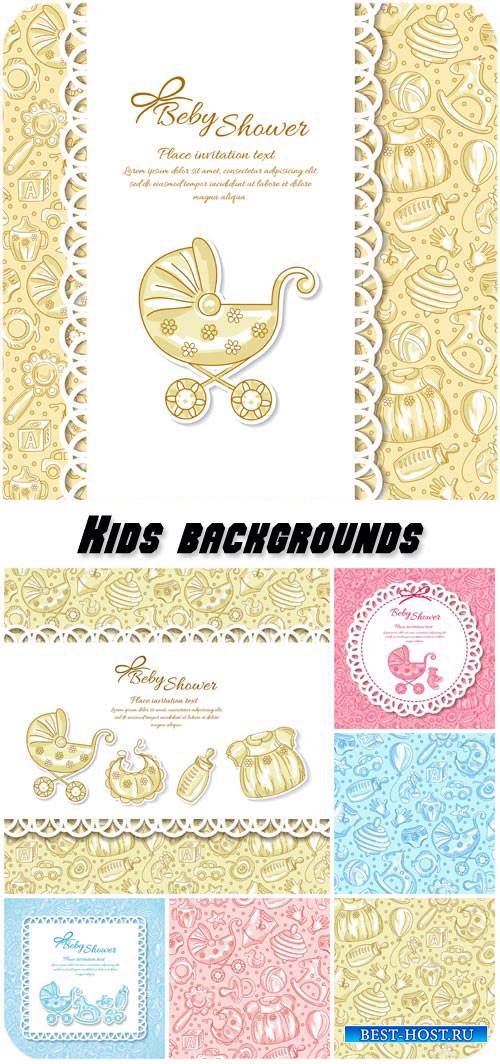 Kids backgrounds, textures vector