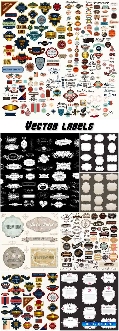 Collection of vector labels badges and stikers in retro style