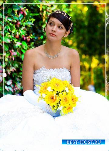 Женский шаблон для фотошопа - Невеста с желтыми цветами