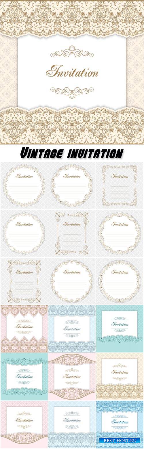 Vintage invitation, calligraphy vector