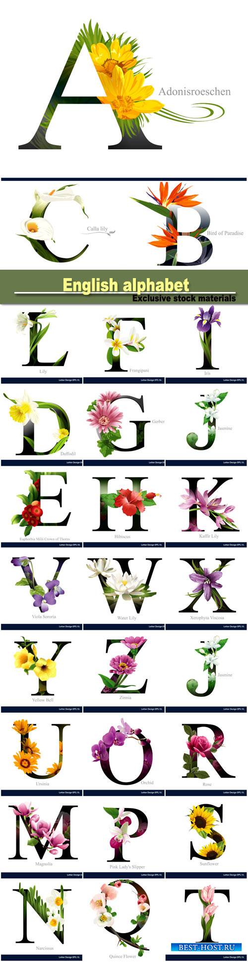 English Alphabet with flowers