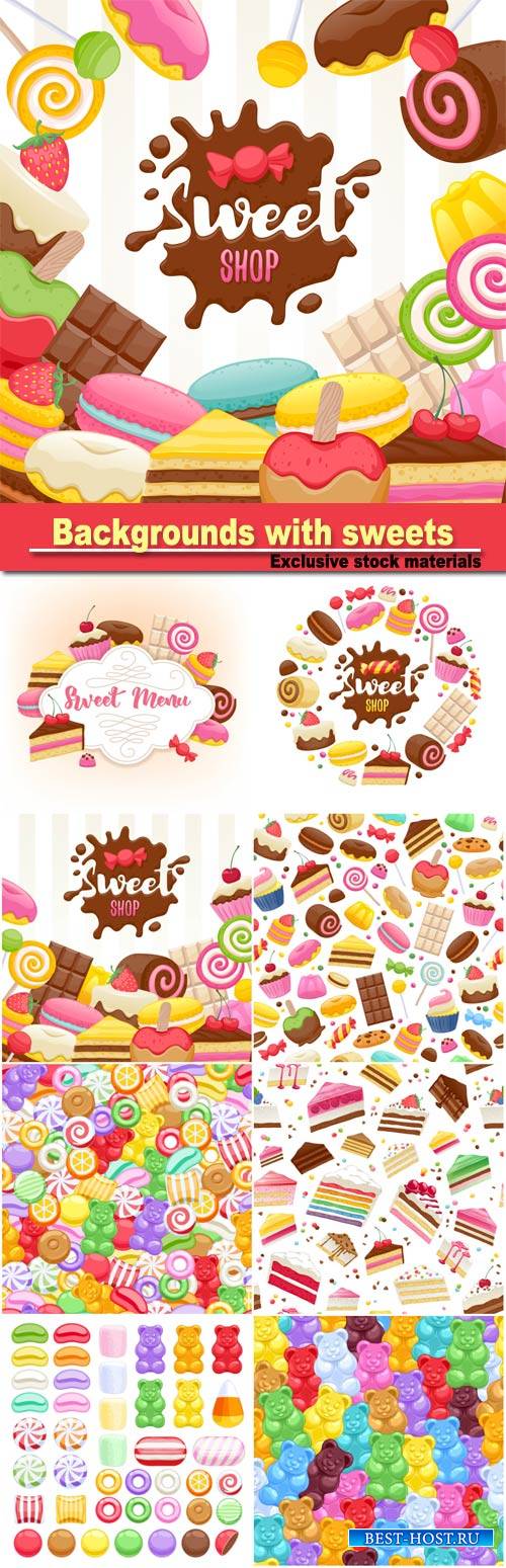 Vector backgrounds with sweets seamless texture