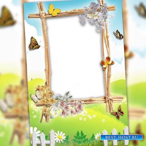 Рамка для фотошоп - Весенние бабочки
