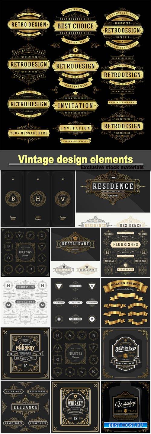 Vintage  and design elements, monogram