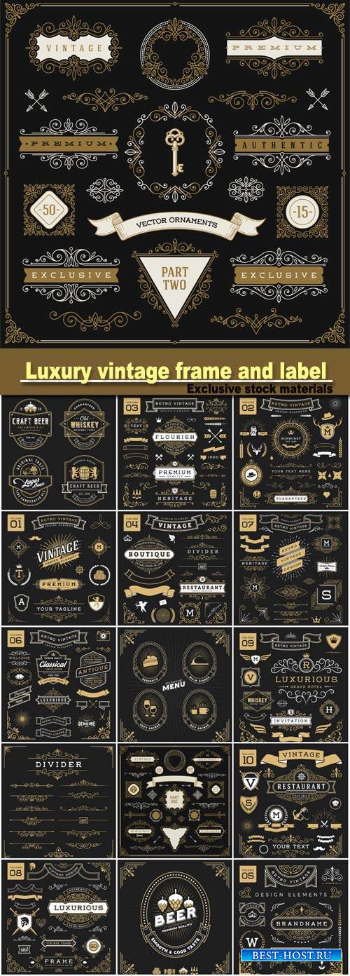 Luxury vintage and label for restaurant menu