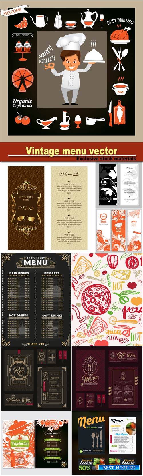 Vintage menu vector