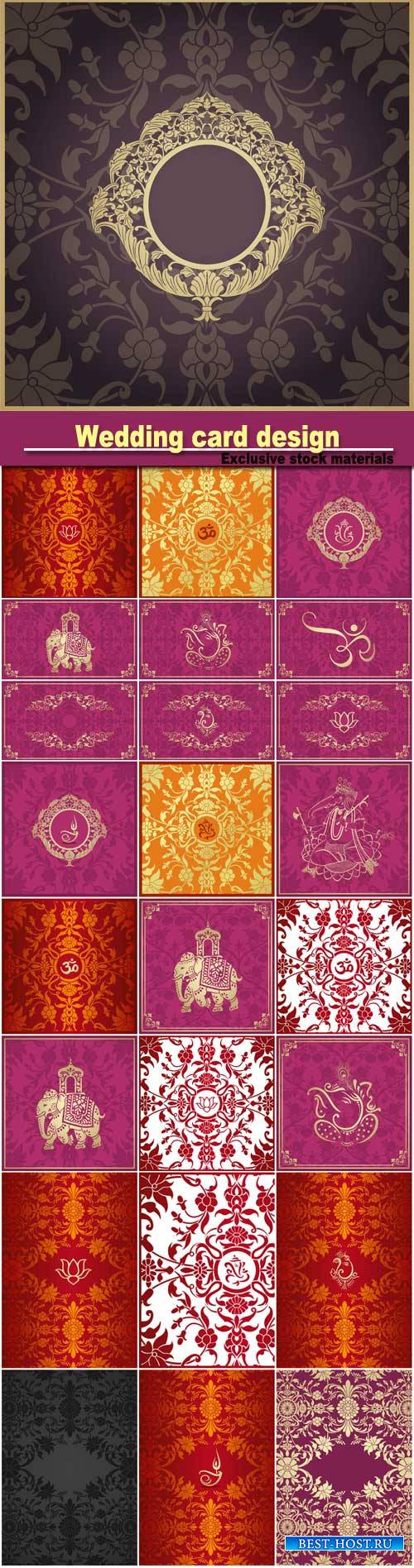Wedding card design, paisley floral pattern, India