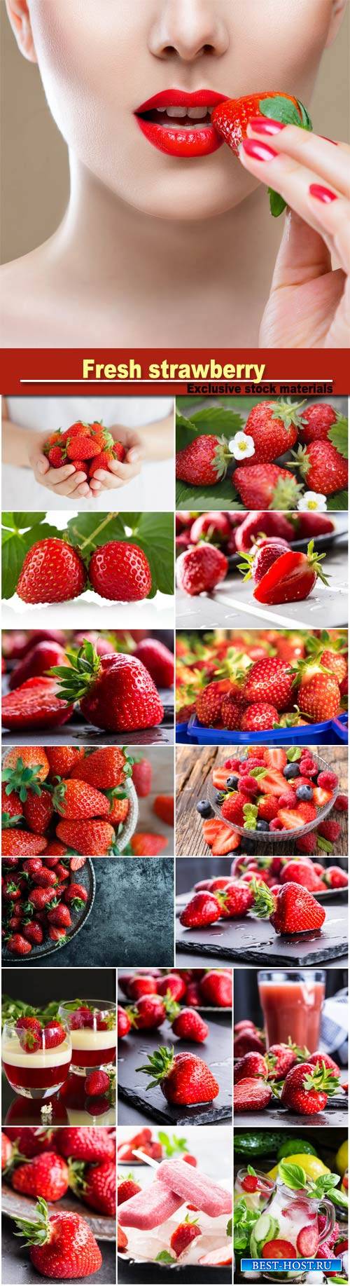 Fresh strawberry, drink with strawberry, ice cream