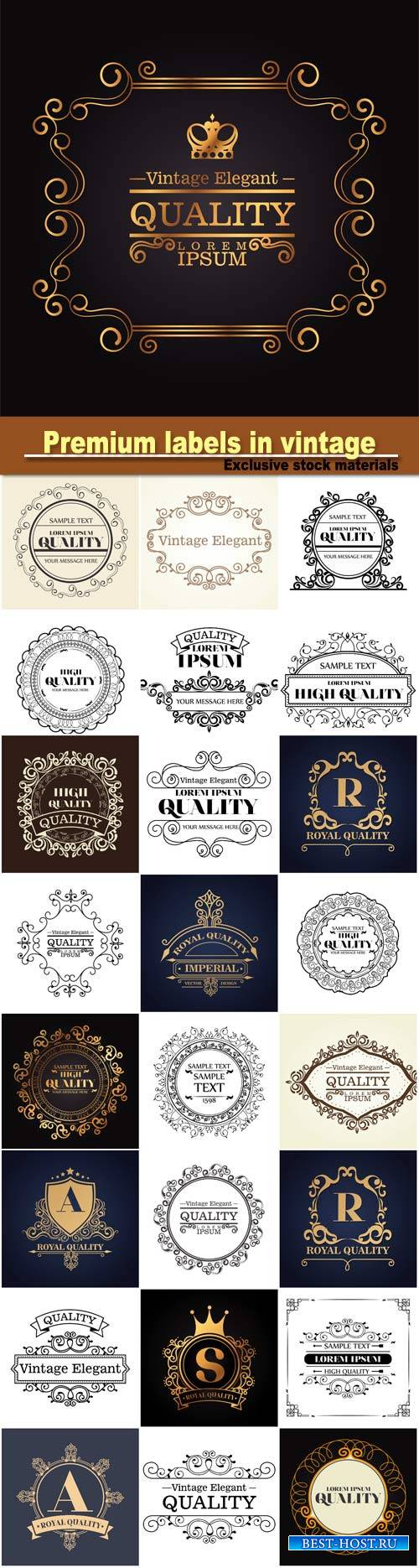 Premium labels in vintage style